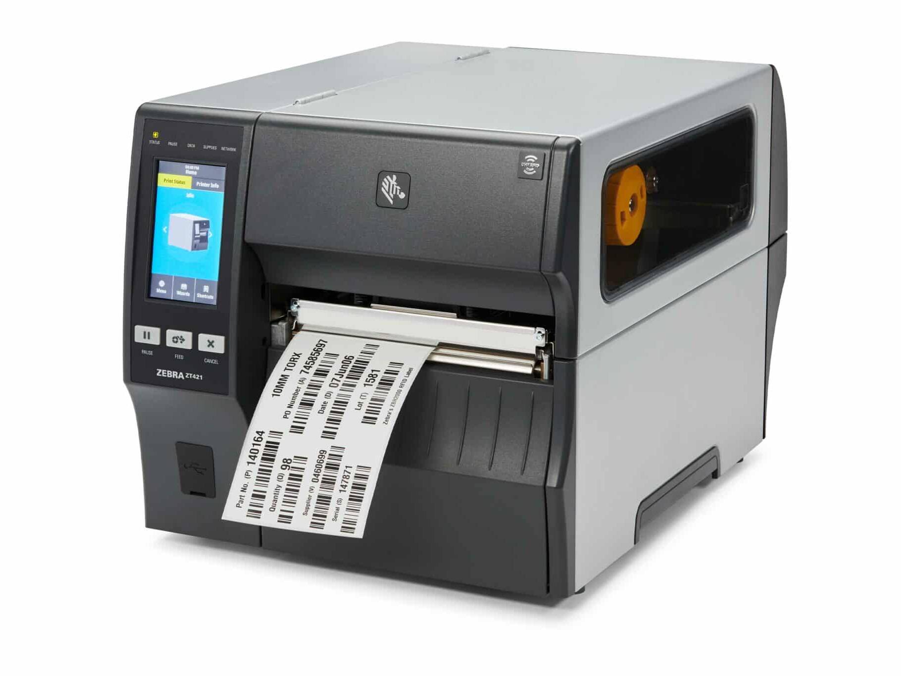 Imprimante Zebra ZT421 RFID pour impression et encodage d'étiquettes RFID UHF industrielles